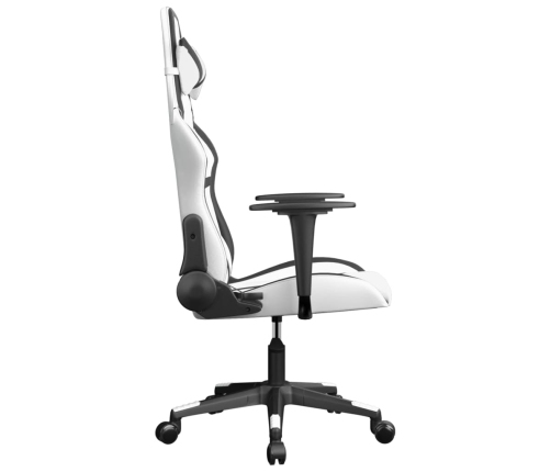 Silla gaming de masaje cuero sintético blanco y negro