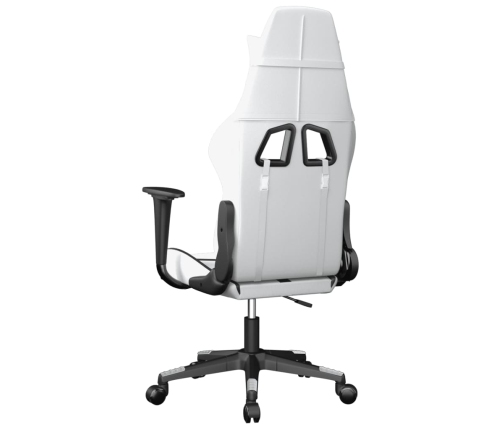 Silla gaming de masaje cuero sintético blanco y negro