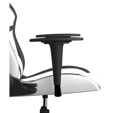 Silla gaming de masaje cuero sintético blanco y negro