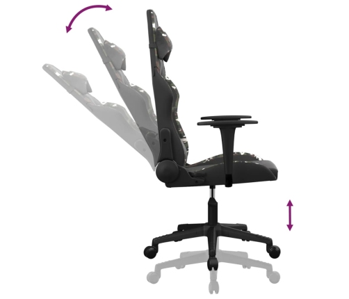 Silla gaming de masaje cuero sintético negro y camuflaje