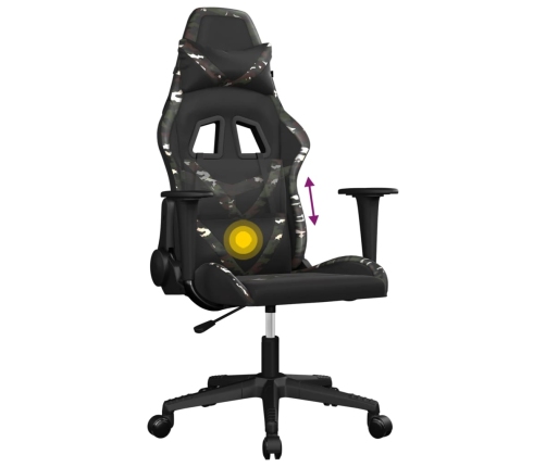 Silla gaming de masaje cuero sintético negro y camuflaje