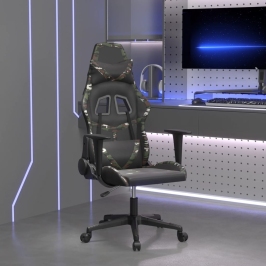 Silla gaming de masaje cuero sintético negro y camuflaje