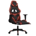 Silla gaming de masaje y reposapiés cuero sintético negro rojo