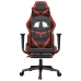 Silla gaming de masaje y reposapiés cuero sintético negro rojo