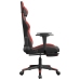 Silla gaming de masaje y reposapiés cuero sintético negro rojo