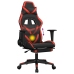 Silla gaming de masaje y reposapiés cuero sintético negro rojo