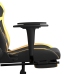 Silla gaming masaje y reposapiés cuero sintético negro dorado