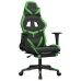 Silla gaming de masaje y reposapiés cuero sintético negro verde