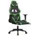 Silla gaming de masaje y reposapiés cuero sintético negro verde