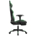 Silla gaming de masaje y reposapiés cuero sintético negro verde