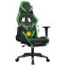 Silla gaming de masaje y reposapiés cuero sintético negro verde