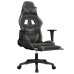 Silla gaming de masaje y reposapiés cuero sintético negro gris