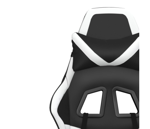 Silla gaming masaje y reposapiés cuero sintético negro blanco