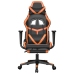 Silla gaming masaje y reposapiés cuero sintético negro naranja