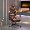 Silla gaming masaje y reposapiés cuero sintético negro naranja