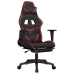 Silla gaming masaje reposapiés cuero sintético negro rojo tinto