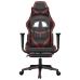 Silla gaming masaje reposapiés cuero sintético negro rojo tinto