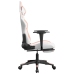 Silla gaming masaje y reposapiés cuero sintético blanco y rosa