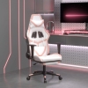 Silla gaming masaje y reposapiés cuero sintético blanco y rosa