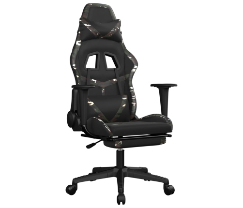 Silla gaming masaje reposapiés cuero sintético negro camuflaje