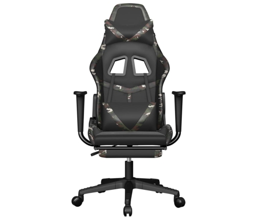 Silla gaming masaje reposapiés cuero sintético negro camuflaje