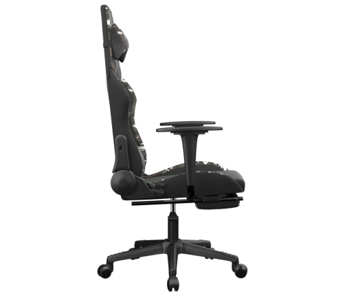 Silla gaming masaje reposapiés cuero sintético negro camuflaje