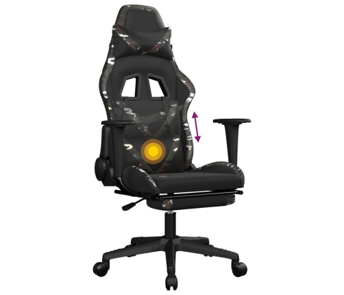 Silla gaming masaje reposapiés cuero sintético negro camuflaje