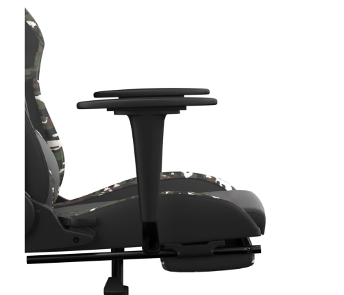 Silla gaming masaje reposapiés cuero sintético negro camuflaje