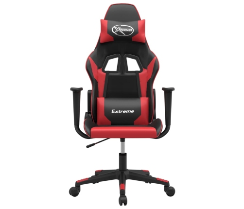 Silla gaming de masaje cuero sintético negro y rojo