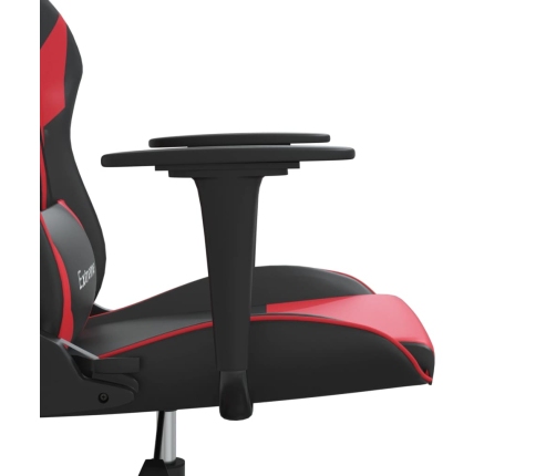 Silla gaming de masaje cuero sintético negro y rojo