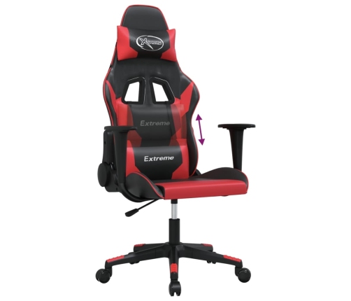 Silla gaming de masaje cuero sintético negro y rojo