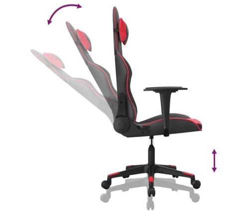 Silla gaming de masaje cuero sintético negro y rojo