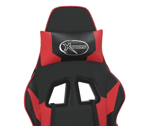 Silla gaming de masaje cuero sintético negro y rojo