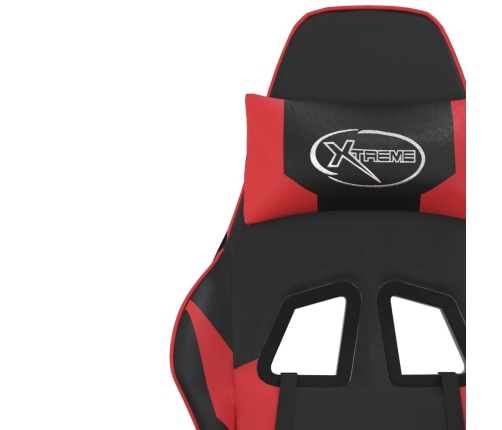 Silla gaming de masaje cuero sintético negro y rojo