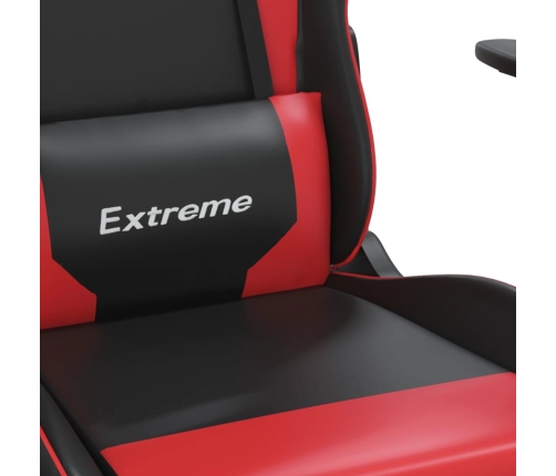 Silla gaming de masaje cuero sintético negro y rojo