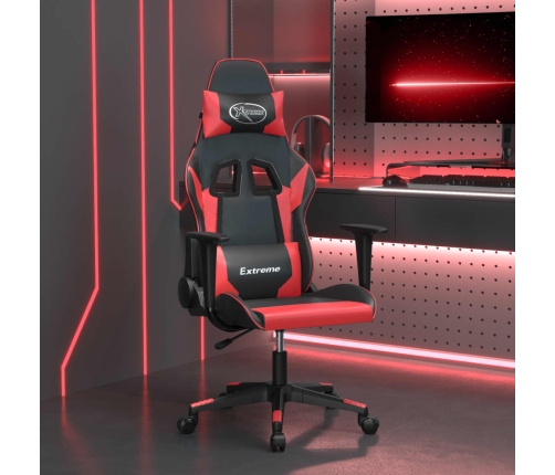 Silla gaming de masaje cuero sintético negro y rojo