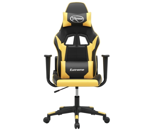 Silla gaming de masaje cuero sintético negro y dorado