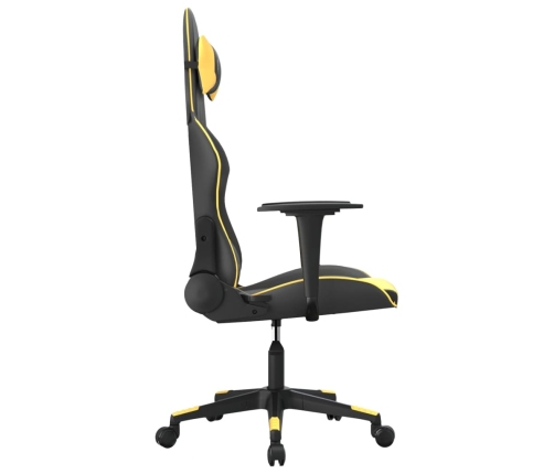 Silla gaming de masaje cuero sintético negro y dorado