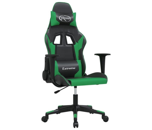 Silla gaming de masaje cuero sintético negro y verde