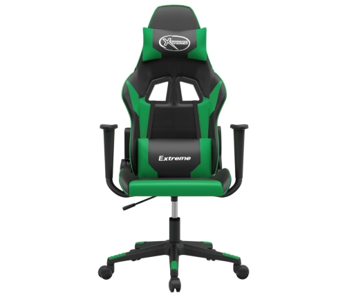 Silla gaming de masaje cuero sintético negro y verde