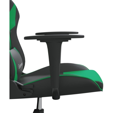 Silla gaming de masaje cuero sintético negro y verde