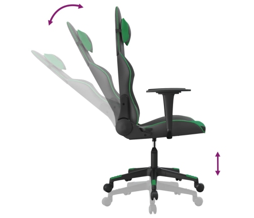 Silla gaming de masaje cuero sintético negro y verde