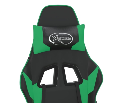 Silla gaming de masaje cuero sintético negro y verde