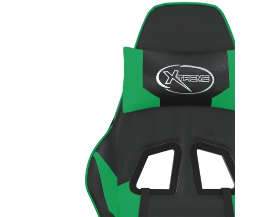 Silla gaming de masaje cuero sintético negro y verde