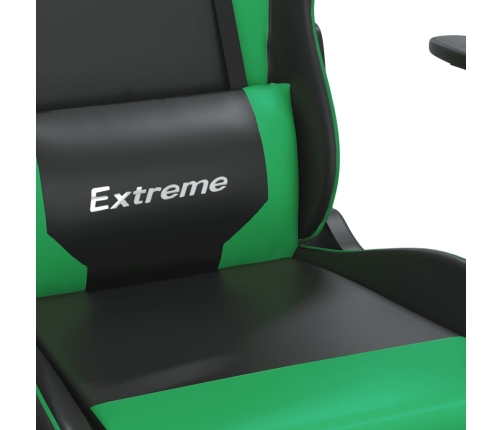 Silla gaming de masaje cuero sintético negro y verde