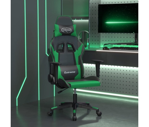 Silla gaming de masaje cuero sintético negro y verde