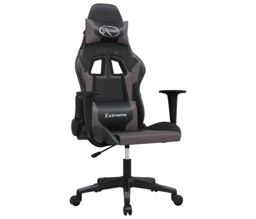 Silla gaming de masaje cuero sintético negro y gris