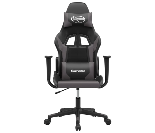 Silla gaming de masaje cuero sintético negro y gris