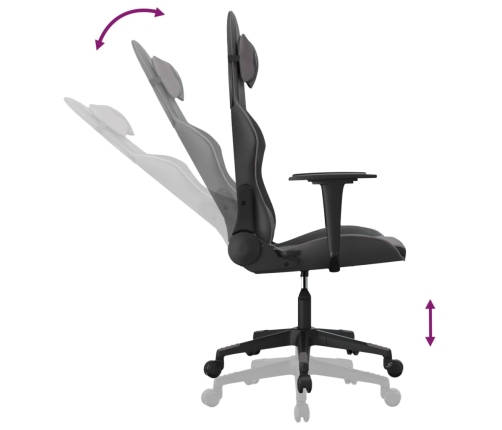 Silla gaming de masaje cuero sintético negro y gris