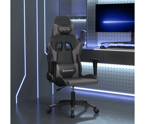 Silla gaming de masaje cuero sintético negro y gris